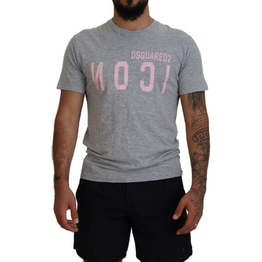 Dsquared² Gray Logo Cotton Short Sleeves Crewneck Men's T-shirt